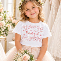 Toddler Flower Girl Wedding Shirt, Pink Bow Bridal Proposal Tee, Cute Bow Party Outfit for Girls, Cute Wedding Day Gift for Little One