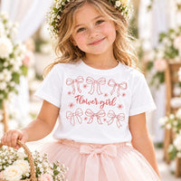 Toddler Flower Girl Wedding Shirt, Pink Bow Bridal Proposal Tee, Cute Bow Party Outfit for Girls, Cute Wedding Day Gift for Little One