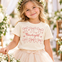 Toddler Flower Girl Wedding Shirt, Pink Bow Bridal Proposal Tee, Cute Bow Party Outfit for Girls, Cute Wedding Day Gift for Little One