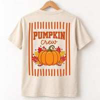 Personalized Pumpkin Crew T-Shirt, Custom Name Thanksgiving Toddler Tee, Mama Dada Mini Matching Shirt, Fall Gift for Little One, Front Back