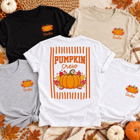 Personalized Pumpkin Crew T-Shirt, Custom Name Thanksgiving Toddler Tee, Mama Dada Mini Matching Shirt, Fall Gift for Little One, Front Back