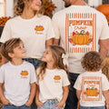 Personalized Pumpkin Crew T-Shirt, Custom Name Thanksgiving Toddler Tee, Mama Dada Mini Matching Shirt, Fall Gift for Little One, Front Back