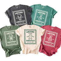 Personalized Christmas Family Shirt, Custom Checkered Holiday Tee, Last Name Xmas Crewneck Sweatshirt, Matching Holiday Gift for Family