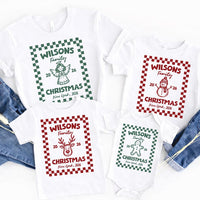 Personalized Christmas Family Shirt, Custom Checkered Holiday Tee, Last Name Xmas Crewneck Sweatshirt, Matching Holiday Gift for Family