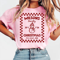 Personalized Christmas Family Shirt, Custom Checkered Holiday Tee, Last Name Xmas Crewneck Sweatshirt, Matching Holiday Gift for Family