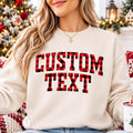 Personalized Vinyl Buffalo Plaid Sweatshirt, Custom Old English Text Hoodie, Real Vinyl Plaid Pullover, Christmas Party Shirt, Gift for Her