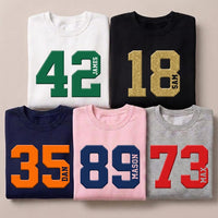 Personalized Puff Print Name Sweatshirt, Custom Varsity Number Jersey Shirt, 3D Raised Puff Hoodie, Name Crewneck, Birthday Gift for Her