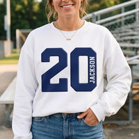 Personalized Puff Print Name Sweatshirt, Custom Varsity Number Jersey Shirt, 3D Raised Puff Hoodie, Name Crewneck, Birthday Gift for Her