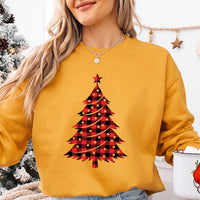 Buffalo Plaid Christmas Tree Sweatshirt, Red Plaid Xmas Holiday Top, Festive Holiday Tree Print, Christmas Party Pajama Tee, Gift for Her