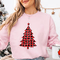Buffalo Plaid Christmas Tree Sweatshirt, Red Plaid Xmas Holiday Top, Festive Holiday Tree Print, Christmas Party Pajama Tee, Gift for Her