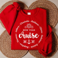 Personalized New Year Cruise 2027 Sweatshirt, Custom Family Name Anchor Tee, New Years Eve Sail, Matching Family Outfit, Vacation Trip Gift
