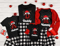 Personalized Family Christmas Name Shirt, Custom Plaid Letter Tee, Santa Hat Reindeer Family Top, Matching Holiday Outfit, Christmas Gift