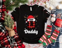 Personalized Family Christmas Name Sweatshirt, Custom Plaid Letter Tee, Santa Hat Reindeer Family, Matching Holiday Outfit, Christmas Gift