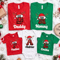 Personalized Family Christmas Name Shirt, Custom Plaid Letter Tee, Santa Hat Reindeer Family Top, Matching Holiday Outfit, Christmas Gift