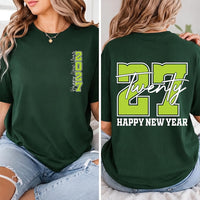 Happy New Year 2027 Front Back Tee, Gold Varsity NYE Shirt, Twenty Seven Celebration Top, Matching Group Party Outfit, New Years Eve Gift