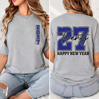 Happy New Year 2027 Front Back Tee, Gold Varsity NYE Shirt, Twenty Seven Celebration Top, Matching Group Party Outfit, New Years Eve Gift