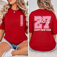 Happy New Year 2027 Front Back Tee, Gold Varsity NYE Shirt, Twenty Seven Celebration Top, Matching Group Party Outfit, New Years Eve Gift