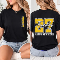 Happy New Year 2027 Front Back Tee, Gold Varsity NYE Shirt, Twenty Seven Celebration Top, Matching Group Party Outfit, New Years Eve Gift
