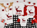 Personalized Reindeer Family Christmas Shirt, Custom Buffalo Plaid Deer Tee, Matching Family Name Outfit, Christmas Gift for Loved Ones