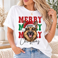 Personalized Merry Christmas Pet Sweatshirt, Custom Santa Hat Dog Cat Crewneck, Retro Bubble Letter Shirt, Pet Photo Gift, Dog Mom Gift