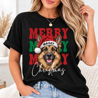 Personalized Merry Christmas Pet Sweatshirt, Custom Santa Hat Dog Cat Crewneck, Retro Bubble Letter Shirt, Pet Photo Gift, Dog Mom Gift