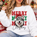 Personalized Merry Christmas Pet Sweatshirt, Custom Santa Hat Dog Cat Crewneck, Retro Bubble Letter Shirt, Pet Photo Gift, Dog Mom Gift