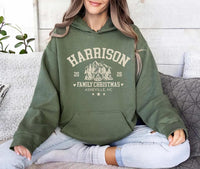 Personalized Family Christmas Hoodie, Custom Name Vintage Santa Hoodie, Retro Matching Holiday Family Xmas Sweatshirt, Gift for Friends