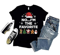 Personalized I'm the Favorite Christmas Shirt, Custom Quote Matching Family Christmas Tee, Funny Santa Hat Crewneck, Gift for Sister