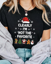 Personalized I'm the Favorite Christmas Shirt, Custom Quote Matching Family Christmas Tee, Funny Santa Hat Crewneck, Gift for Sister