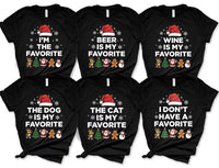 Personalized I'm the Favorite Christmas Shirt, Custom Quote Matching Family Christmas Tee, Funny Santa Hat Crewneck, Gift for Sister
