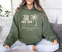 Personalized Tropical Christmas Vacation Shirt, Custom Family Beach Holiday Tee, Palm Tree Sweatshirt, Beach Family Outfit, Holiday Gift