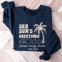 Personalized Tropical Christmas Vacation Shirt, Custom Family Beach Holiday Tee, Palm Tree Sweatshirt, Beach Family Outfit, Holiday Gift