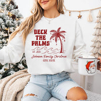 Personalized Tropical Christmas Vacation Shirt, Custom Family Beach Holiday Tee, Palm Tree Sweatshirt, Beach Family Outfit, Holiday Gift