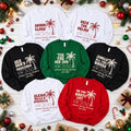 Personalized Tropical Christmas Vacation Sweatshirt, Custom Family Beach Holiday Tee, Palm Tree Shirt, Beach Family Outfit, Holiday Gift