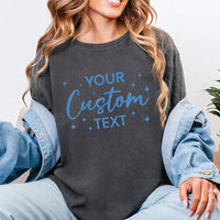 Personalized Glitter Custom Text Shirt, Custom Sparkly Script Name Tee, Shining Star Sweatshirt, Gift for Her, Birthday Gift for Her