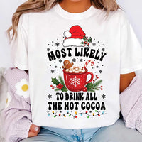 Personalized Most Likely To Family Christmas Shirt, Custom Quote Matching Family Holiday Tee, Retro Santa Hat Crewneck, Gift for Friends