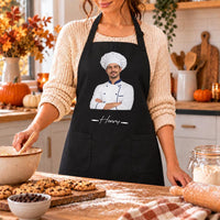 Personalized Chef Photo Apron, Custom Name Kitchen Apron with Pockets, Full-Length Cooking Wear, Adjustable Neck Gift, Gift for Chef