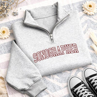 Sonographer Embroidered Quarter Zip Sweatshirt, Radiology Sono Tech Pullover, Medical Imaging Sweater, Work Gift, Gift for Sonographer