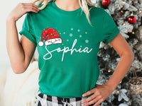 Personalized Santa Hat Name Christmas Shirt, Custom Name Holiday Family Tee, Matching Santa Hat Sweatshirt, Holiday Outfit, Christmas Gift