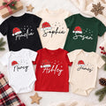 Personalized Santa Hat Name Christmas Shirt, Custom Name Holiday Family Tee, Matching Santa Hat Sweatshirt, Holiday Outfit, Christmas Gift