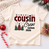 Personalized Cousin Crew Christmas Shirt, Custom Buffalo Plaid Family Tee, Matching Cousin Crew Sweatshirt, Holiday Outfit, Christmas Gift