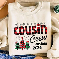Personalized Cousin Crew Christmas Shirt, Custom Buffalo Plaid Family Tee, Matching Cousin Crew Sweatshirt, Holiday Outfit, Christmas Gift