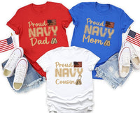 Personalized Proud Navy Family Shirt, Custom Dog Tag Name Military Tee, Distressed Flag Crewneck, Military Pride Gift, Navy Family Gift