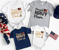 Personalized Proud Navy Family Shirt, Custom Dog Tag Name Military Tee, Distressed Flag Crewneck, Military Pride Gift, Navy Family Gift