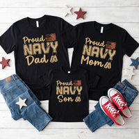 Personalized Proud Navy Family Shirt, Custom Dog Tag Name Military Tee, Distressed Flag Crewneck, Military Pride Gift, Navy Family Gift