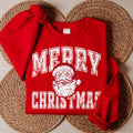 Merry Christmas Santa Sweatshirt, Vintage Distressed Holiday Print Sweatshirt, Retro Santa Face Holiday Crewneck, Christmas Gift for Her