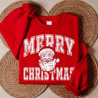 Merry Christmas Santa Sweatshirt, Vintage Distressed Holiday Print Sweatshirt, Retro Santa Face Holiday Crewneck, Christmas Gift for Her
