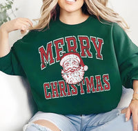 Merry Christmas Santa Sweatshirt, Vintage Distressed Holiday Print Sweatshirt, Retro Santa Face Holiday Crewneck, Christmas Gift for Her