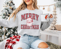 Merry Christmas Santa Sweatshirt, Vintage Distressed Holiday Print Sweatshirt, Retro Santa Face Holiday Crewneck, Christmas Gift for Her