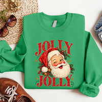 Retro Jolly Santa Christmas Shirt, Vintage Holly Distressed Holiday Tee, Winking Santa Face Print Shirt, Christmas Party Gift for Her